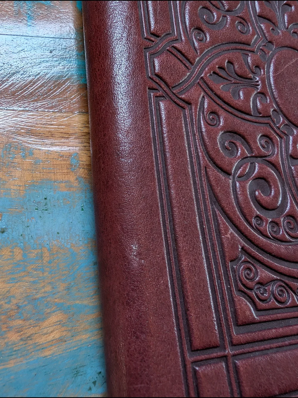 Oberon Design Embossed Leather iPad Mini Cover in Deep Brown